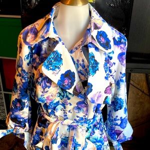 Eliza J Floral Short Trench Coat
